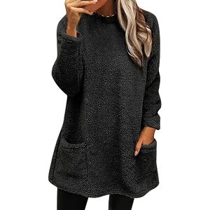 HIGOU Sweatshirt Tunics For Women Tops Womens Winter Warm Sweater Winter Coat Fleece Thickening Plus Size Coat Jacket Casual Plus Size Loose Coat Sweaters Fleece Women(Black,XXXL)