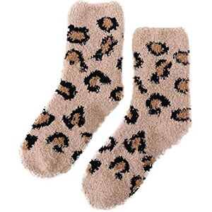 Generic Women Autumn And Winter Casual Warm Thick Leopard Print Coral Fleece Home Floor Stockings Prisoner Tube Top