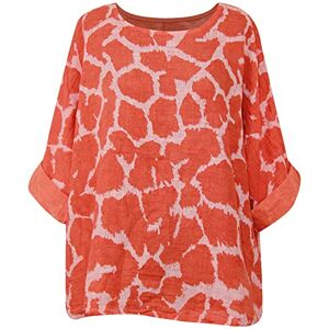 Giraffe Print Ladies Crop top Italian Stylish Tunic Summer Style Casual wear Women Shirt Size 10-18 UK (One Size 10-18 UK, Orange)