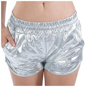 HZMM Leather Shorts Sides Sparkly Rave Pants Elastic Waist Booty Women's Yoga Dance Shorts Shiny Outfit Hot Pants Faux Leather Dressy Short Pant
