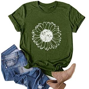 Briskorry Summer T-Shirts Women's Plain Oversized Tops for Women Casual Crew Neck Tee Short Sleeve Loose Blouse Dandelion Print Shirt Fashion Running Shirt Relaxed Lightweight Sweatshirt