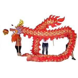 Generic 14m Silk Dragon Dance Costume for 8 Players, Folk Dragon Dance for Chinese New Year Halloween Carnival Festival Party Christmas Parade