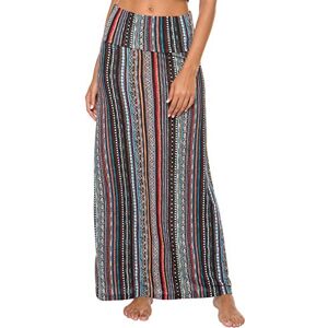 Exchic Women's Bohemian Style Print Long Maxi Skirt (2XL, 6)