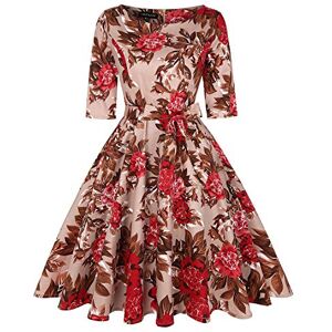 MINTLIMIT Women's Audrey Hepburn Rockabilly Vintage Dress 1950s Retro Cocktail Swing Party Dress(Floral Red,Size S)