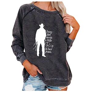 Rkaixuni Every Girl Needs a Little Rip in Her Jeans Casual Crewneck Sweatshirt Women Novelty Graphic Tee Long Sleeve Pullover