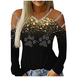 Briskorry Women's Sexy Off Shoulder Blouse Teenager Girls Off Shoulder Tops Long Sleeve Shirts Elegant Hollow Out Hot Rhinestone Glitter Pullover Casual Fashion Long Sleeve Shirt Tops