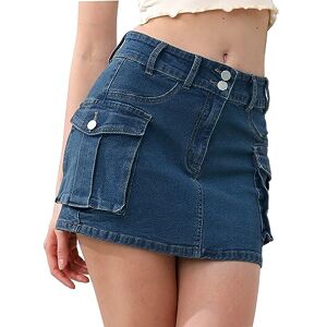 YILEEGOO Womens Y2K Low Waist Button Casual Mini Cargo Skirts with Pockets