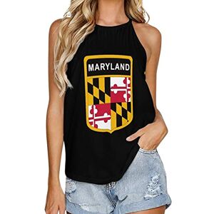 Generic041 Maryland Flag Fashion Tank Top for Women Summer Crew Neck T Shirts Sleeveless Yoga Blouse Tee L