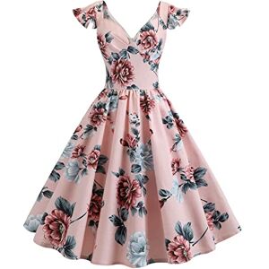 Black Friday-->add To Your Cart Now AMhomely 50s Style Dress Ladies Going Out Elegant Dresses Autumn Midi Dress Women's Sleeveless V- Neck Retro High Waist Makings Dress Wedding Guest A Line Swing Dresses Sale Clearance, 04 Pink, L