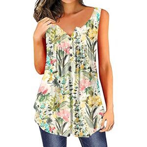Clearance!Hot Sale!Cheap! Womens Casual Button Up Tops UK Sale Summer Sleeveless Blouse Solid Color Floral Swing Tops Ladies Casual Tank Vest Ruffle Tunic Top Loose Comfy Blouse T-Shirts
