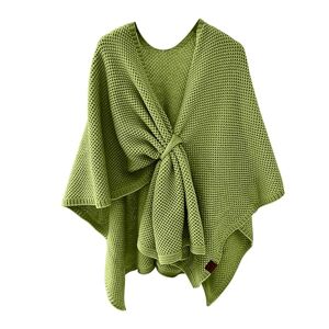Amhomely Sale Clearance Womens Knitted Shawl Wrap Crochet Knitted Scarf Shawl Solid Knitted Shawl Poncho Brush Cashmere Casual Elegant Knitted Fall Plain Sweater Fleece Scarf Coat Plus Size Shurgs Green One Size