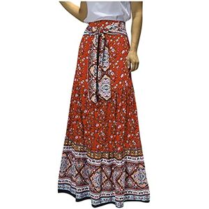 Today'S Deals Long Skirts for Women Trendy Dresses Floral Print Dress Bohemian Style Gypsy Boho Hippie Skirt Maxi Summer Skirts 2023 Ladies Trendy Red