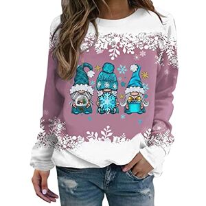 Winter Hoodie Christmas Costume Women Ladies Tops Size 10 Gifts for Her Bridesmaid Womens Snowman Snowflake Print Sweatshirt Casual Long Sleeve Round Neck Loose Pullover Top (Pink-1, M) Promotion Sale Clearance