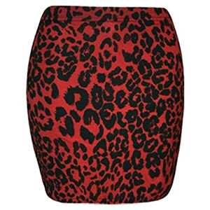 Hiffy Ladies Printed Mini Skirt Stretchy Elasticated Short Mini Womens Skirt Plus Size UK 8-22 (20-22, Red Leopard)