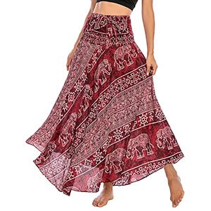 FEOYA Women Boho Long Maxi Skirts Two Wearing Big Swing Skirt Belly Dance Casual Skirt Bohemian Style Dress