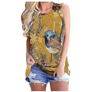 Janly Clearance Sale Women Vest Printed , Women's Casual Round Neck Sleeveless Animal Print Loose Summer Tank Top Shirt , Crop Camisole Tunics Tops for Ladies , for Easter St Patrick's Day (Yellow-L)