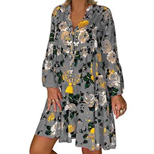 Plus Size Women's Boho Dress UK Clearance Summer 3/4 Sleeve Button Down V Neck Midi Dress Floral Print Beach Sundresses