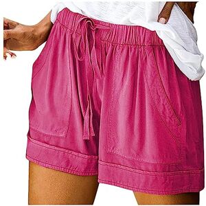 Yellsong Summer Shorts for Women UK Lightweight Summer Workout Bermuda Shorts Drawstring Elastic Waist Bermuda Casual Work Shorts Hiking Outgoing Shorts Trousers Breathe Beach Shorts UK Hot Pink