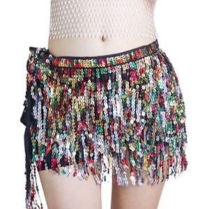 OverDose Boutique Sequin Fringe Women's Nightclub Skirt Skirt Stage With Sparkly Sparkly Costume Fashion Skirt Ballet Skirt for Girls 4-6 (C-2, One Size)