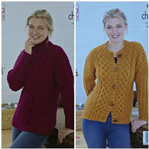 King Cole 5521 Knitting Pattern Womens Cable Sweater and Cardigan in Magnum Chunky