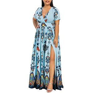 Janly Clearance Sale Dress for Women, Plus Size Fashion Women Butterfly Printed V-Neck Short Sleeve Casual Long Dress ,Easter St Patrick's Day Deal