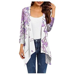 Rum Deals Of The Day Women 3/4 Sleeve Spring Tops Crop Top Khaki Cardigans for Women UK Blouses for Women UK Elegant Womens Tunic Tops Black T Shirts Womens Longline Cardigan(1-Light Purple,XXL)