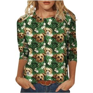 ♛fast Shipping, Standard: 7-12 Days/ Expedited: 3-5 Days Women's St. Patrick's Day Jumper Clearance Ladies Irish Clover Printed Sweatshirt 3/4 Sleeve Blouse St Paddys Day Lucky Shamrock Printed Shirt Green Ireland Crew Neck Tops for Womens Plus Size