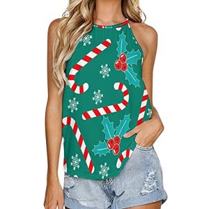 Generic041 Romantic Christmas Fashion Tank Top for Women Summer Crew Neck T Shirts Sleeveless Yoga Blouse Tee L