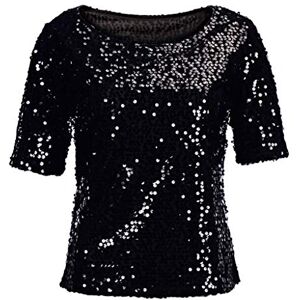 Clearance!Hot Sale!Cheap! Women's Sparkle Sequin Party Blouse Tops Shimmer Glitter Half Sleeve Dressy Tops Ladies Elegant Blouses Shirts Round Neck Summer Tops UK Clearance