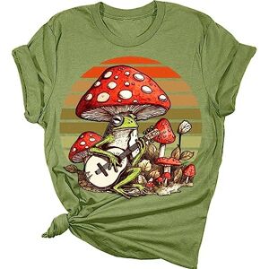 Luckywaqng Women's Summer Shirts Casual Frog Animal Plants Guitar Pattern T Shirt Short Sleeves Plus Size Tops Light Plus Size Tunic (White, XXXXL)
