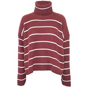 Fashion Star Womens Turtle Polo High Neck Chunky Cable Knit Long Sleeve Sweater Jumper Ribbed High Neck Wine S/M (UK 8/10)