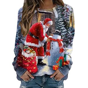 CHAOEN Women Christmas Jumper,Funny Graphic Reindeer Santa Xmas Jumper Sweatshirt Crew Neck Long Sleeve Pullover Tops Blouse Christmas Shirt Ladies UK, 07-red, L