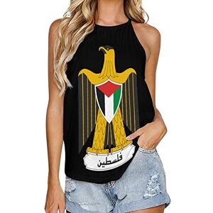 Tubiazicol123 Coat of Arms of Palestine Women's Round Neck Tank Tops Casual Sleeveless Tee Summer Tshirts Trendy