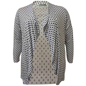 WearAll Womens Plus Size Polka Dot Long Sleeve Ladies Spot Print Cardigan Top - White - 26-28