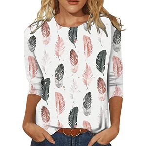 Clearance!Hot Sale!Cheap! 3/4 Sleeve Shirts for Women Cute Print Tee Casual Loose Lightweight Blouse Oversized Sweatshirts Summer 3/4 Sleeve T Shirt Landscape Painting Pattern Top Pullover Round Neck Tee Shirts