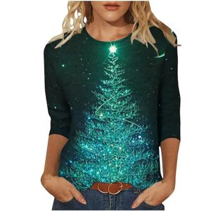 Fast Delivery, Arrive In About 6-15 Days! Reindeer Xmas Jumpers Festival Tops for Women Christmas Graphic Tee Tops Light Up Christmas Jumper Ladies Xmas Tree Print Loose Tunic Shirts 3/4 Sleeve Round Neck Blouse Casual Pullover Oversized Ugly Xmas Sweatsh