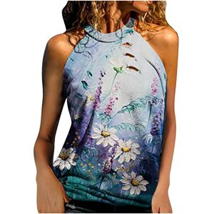 Women'S Clothing Clearance AMhomely Womens Tops Shirt Plus Size Sale Tops Fashion Casual Loose Strapless Printed Ladies Halter Neck Vest Tops Oversize Loose Tunic UK Size Elegant Twisted Sweatshirt for Ladies