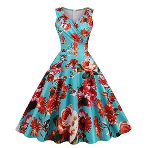 Generic F-932 Sky Light Blue Womens Sleeveless Dresses Floral Dresses Homecoming Dresses for Ladies V Neck Formal Prom Party Gowns Evening Vintage Maxi Long Fall Summer Dresses 2024 H1 XXL