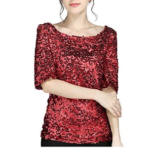 Clearance!Hot Sale!Cheap! Women's Sparkle Sequin Party Blouse Tops Shimmer Glitter Half Sleeve Dressy Tops Ladies Elegant Blouses Shirts Round Neck Summer Tops UK Clearance