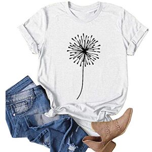 Briskorry Summer T-Shirts Women's Plain Oversized Tops for Women Casual Crew Neck Tee Short Sleeve Loose Blouse Dandelion Print Shirt Fashion Running Shirt Relaxed Lightweight Sweatshirt