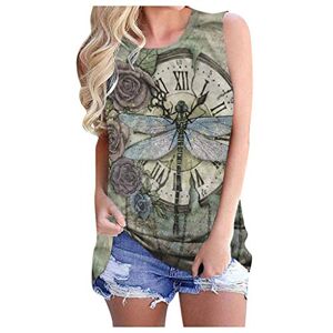 Janly Clearance Sale Women Vest Printed , Women's Casual Round Neck Sleeveless Animal Print Loose Summer Tank Top Shirt , Crop Camisole Tunics Tops for Ladies , for Easter St Patrick's Day (Green-M)