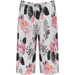 Unique GirlzWalk&#174; Womens Ladies Floral Printed 3/4 Length Short Palazzo Trousers Casual Wide Leg Culottes Pants (White Floral, 24-26)