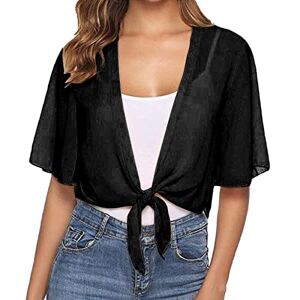 Cheap!On Sale! Limited Time Discount!! Long Cardigans for Women UK Sleeve Cropped Sheer Bolero Cardigan Womens Dusters and Kimonos (Black, L)