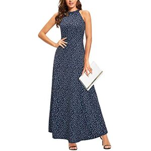 STYLEWORD Women's Floral Print Sleeveless Off Shoulder Elegant Summer Dress Ladies Halter Neck Maxi Long Dress(Floral 44,XL)