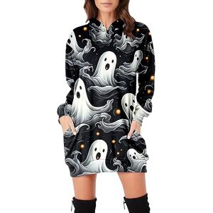 Générique Halloween Costume Women's Casual Dress Cheap Cosplay Sweatshirt Dress V Neck Halloween Costume Women's Halloween Dress Women's Vintage 50s Sweatshirt Dress Retro Cheap Swing Skirt Pumpkin Costume