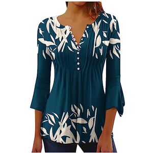 Warehouse Clearance Bargains Sale Uk Womens Clothes Sale Clearance Black Friday & Cyber Monday Deals deals of the day sale 2024 Fall Women Tunic Tops UK 3/4 Sleeve Button Down V Neck Pleated Blouse Elegant Floral Printed Tee Shirt Oversized Flowy Hide Bel