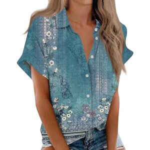 Lady Work Wear Deals Todays Deals Womens V Neck Tops Puff Short Sleeve T-Shirt Pleated Floral Printed Tunic Blouse Shirts Casual Button Up Shirts Summer Elegant Tunic Business Work Outlet Sales Clearance