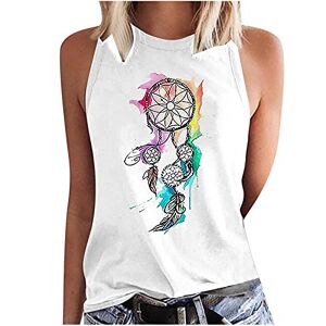 Mother'S Day Shirts 2022 UK Stock Sale Women's Sleeveless Summer Tops O-Neck Printing Sleeveless Vest Tops Loose Summer Tee Casual Pleated Henley T-Shirt Ruffle Button up Tunic Shirts for Ladies