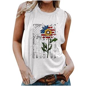 Funaloe Winter Sale Halloween Christmas Summer Fall Tops Clearance T Shirts for Women UK Plus Size Women's Summer Tops Tanks & Camis Striped Tops American Flag Tops USA Flag Stars Printed Sleeveless Tee Tops American Flag Top Top White M UK Size Special O