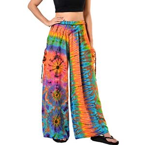 Orient Trail Women's Bohemian Yoga Wide Leg Palazzo Tie Dye Pants Medium Sunset Orange